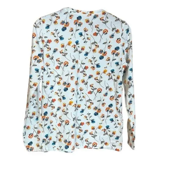 Lands' End Floral Crew Neck 100% Cotton Long Sleeve T-Shirt Multicolor Small - Picture 8 of 8